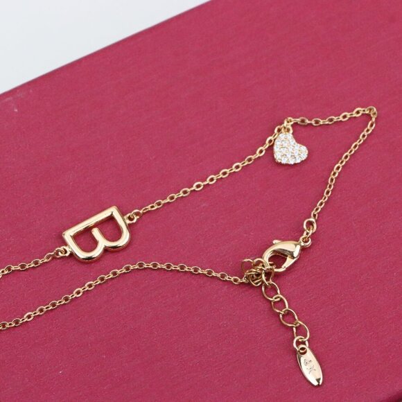 Rose Gold Bracelet with Heart Charm and Initial B Design, XPBL0650 - Picture 12 of 12